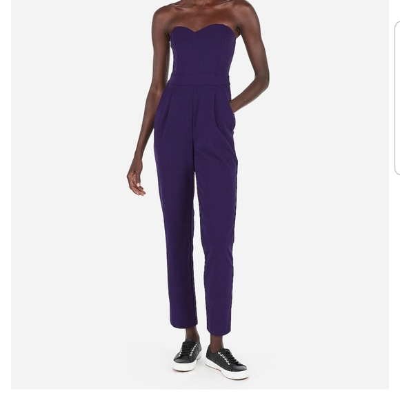 Express Pants - Express Strapless Sweetheart Neck Jumpsuit